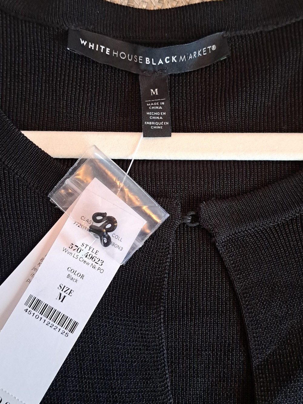 NWT White House Black Market Floral Embroidered Sheer Long Sleeves Keyhole Top M - Picture 8 of 9